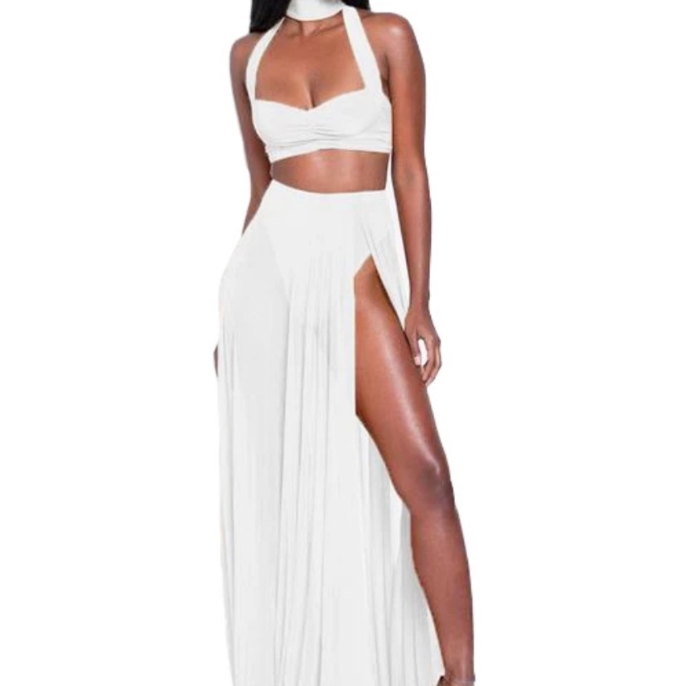 HALTER SLIT 2 PIECE MAXI DRESS - WealFeel